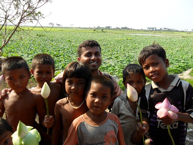Kids at lotus field